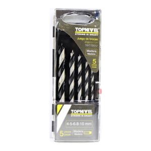 JUEGO 5 BROCAS MADERA 4-5-6-8-10MM NIVEL