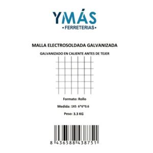 MALLA ELECTROSOLDADA GALVANIZADA 6X6 5X1M